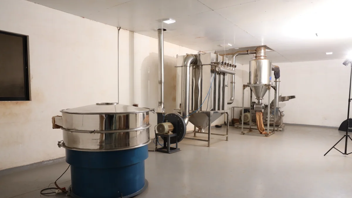 SDS grinding equipment inside the spice processing facility
